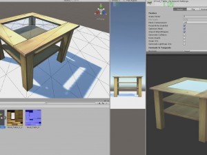 table made of wood with glass top Modello 3D