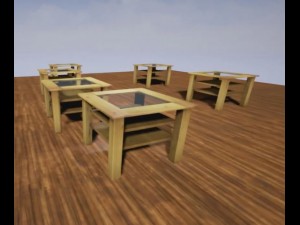 table made of wood with glass top Modello 3D