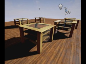 table made of wood with glass top Modello 3D