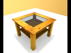 table made of wood with glass top Modello 3D