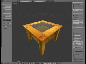 table made of wood with glass top Modello 3D