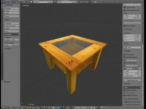 table made of wood with glass top 3D Model
