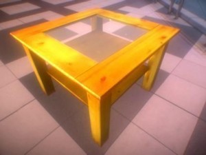 table made of wood with glass top Modello 3D