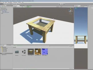 table made of wood with glass top 3D Model