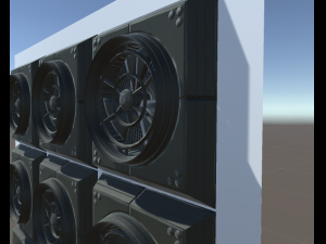 industrial fan low poly and animated 3D 模型