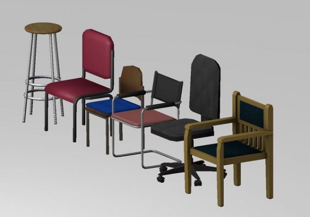 chair set 3D Модель .c4d .max .obj .3ds .fbx .stl .blend 