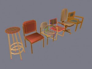 कुर्सी सेट 3D मॉडल