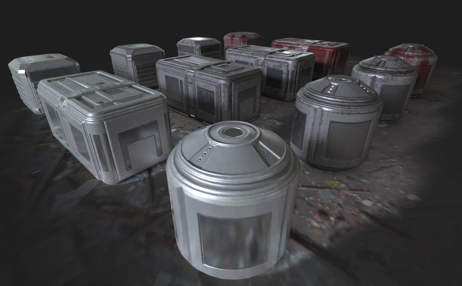 sci-fi container props game ready 3D Model .c4d .max .obj .3ds .fbx .stl .blend 