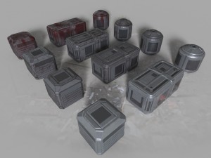 sci-fi container props game ready Modello 3D