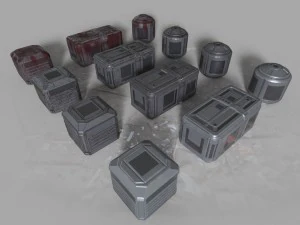 sci-fi container props game ready 3D Model
