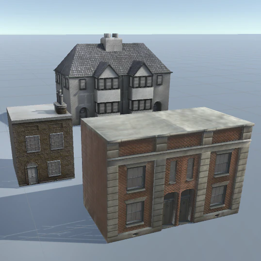three old city buildings 3D Model .c4d .max .obj .3ds .fbx .stl .blend 