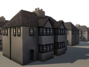 three old city buildings 3D Модель