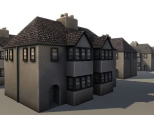 three old city buildings 3D Model