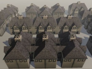 three old city buildings 3D Модель