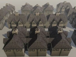 three old city buildings 3D Model
