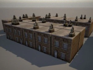 three old city buildings 3D Model