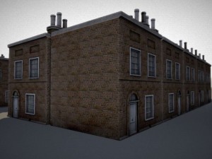 three old city buildings 3D Модель
