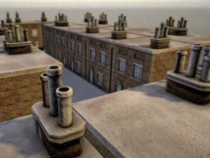 three old city buildings 3D Model