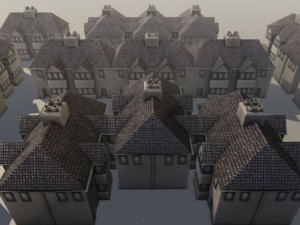 three old city buildings 3D Модель