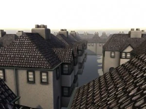 three old city buildings 3D Model