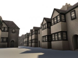 three old city buildings 3D Модель