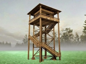 watch tower made of wood Model 3D