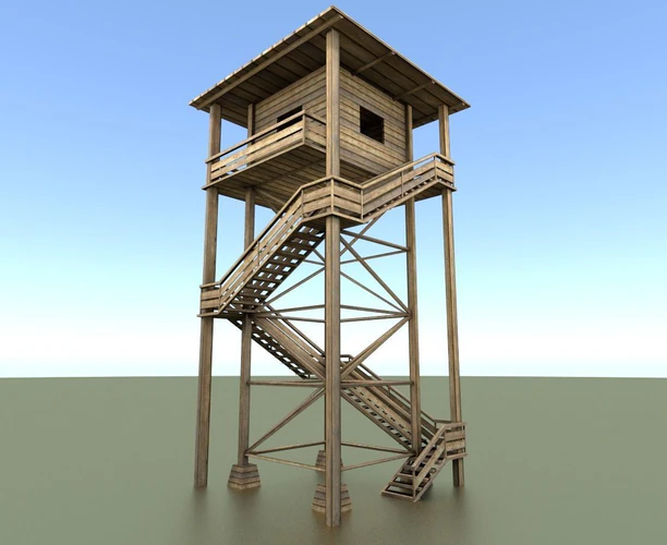 watch tower made of wood 3D Model .c4d .max .obj .3ds .fbx .stl .blend