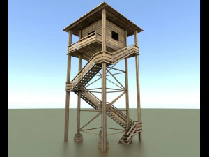 watch tower made of wood 3D Model
