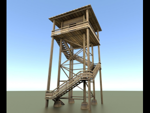 watch tower made of wood Model 3D