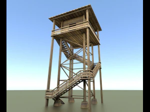 watch tower made of wood 3D Model