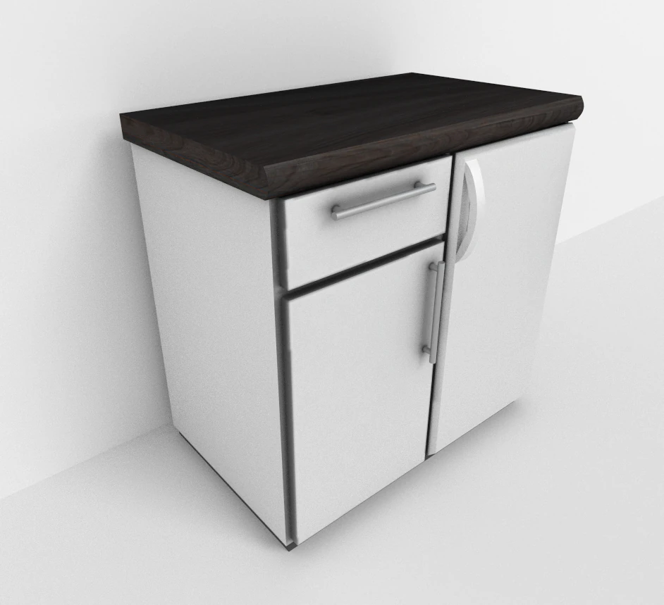 cabinet with integrated freezer 3D Model .c4d .max .obj .3ds .fbx .stl .blend 