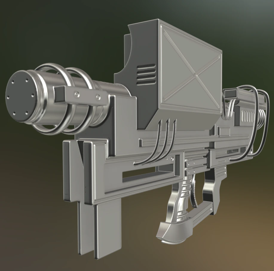 heavy blaster high poly 3D Model .c4d .max .obj .3ds .fbx .stl .blend 