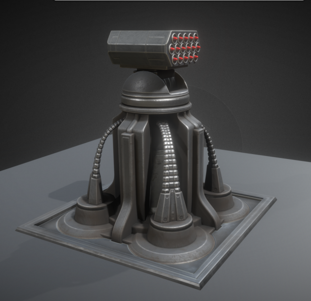 futuristic air defense tower animated 3D Модель .c4d .max .obj .3ds .fbx .stl .blend 