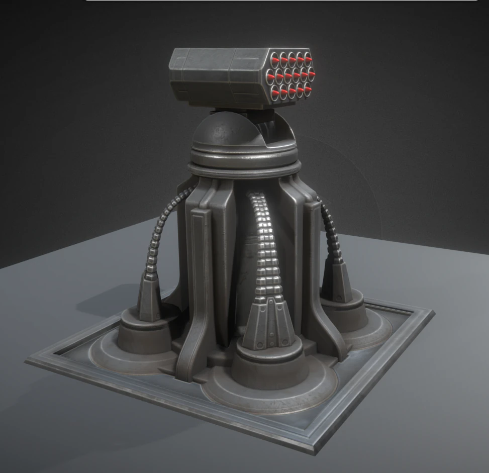 futuristic air defense tower animated 3D Model .c4d .max .obj .3ds .fbx .stl .blend 