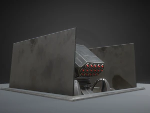 futuristic air defense tower animated 3D Model