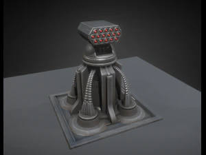 futuristic air defense tower animated 3D Model
