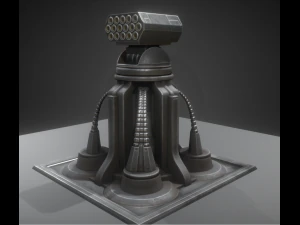 futuristic air defense tower animated 3D Model