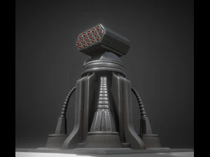 futuristic air defense tower animated 3D Model