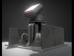 futuristic air defense tower animated 3D Model
