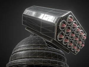 futuristic air defense tower animated 3D Model