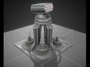 futuristic air defense tower animated 3D Model