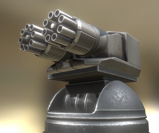 futuristic gatling tower 3D Модель .c4d .max .obj .3ds .fbx .stl .blend 