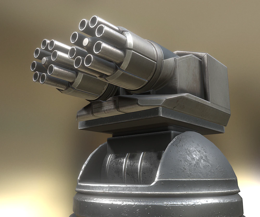 futuristic gatling tower 3D Model .c4d .max .obj .3ds .fbx .stl .blend 