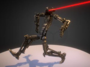 burnout robot rigged and animated 3D Model