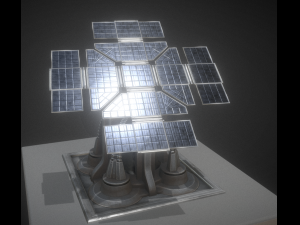 solar power tower animated and game ready Modelo 3D