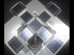 solar power tower animated and game ready Modelo 3D