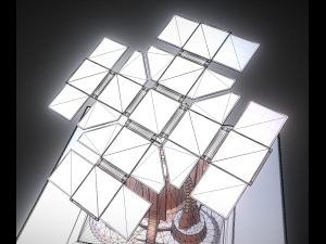 solar power tower animated and game ready Modelo 3D