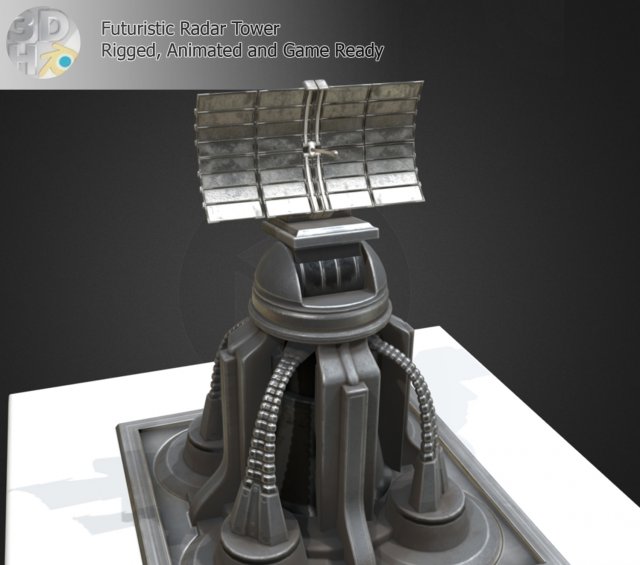futuristic radar tower 3D Model .c4d .max .obj .3ds .fbx .stl .blend 