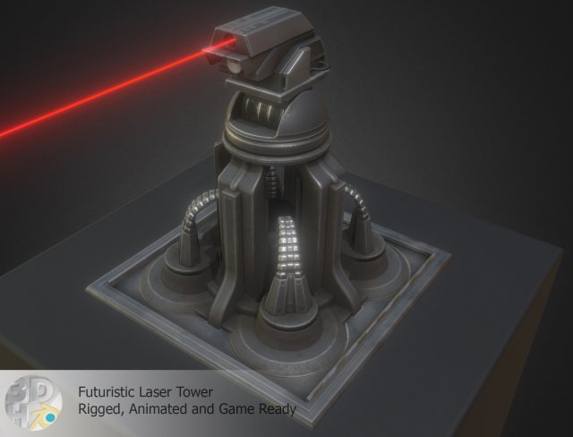 futuristic laser tower 3D 模型 .c4d .max .obj .3ds .fbx .stl .blend 