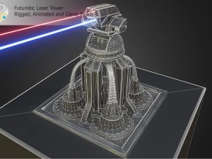 futuristic laser tower 3D Model